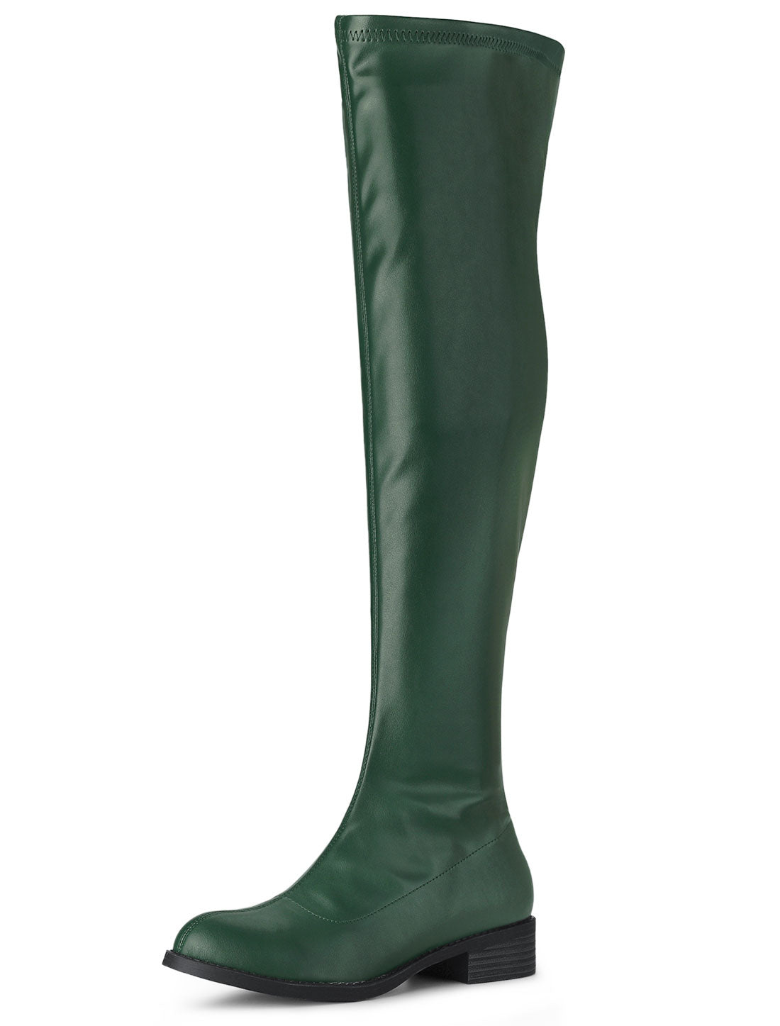 low block heel thigh high boots