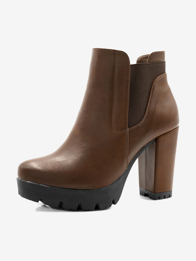 Chunky High Heel Platform Zipper Chelsea Boots