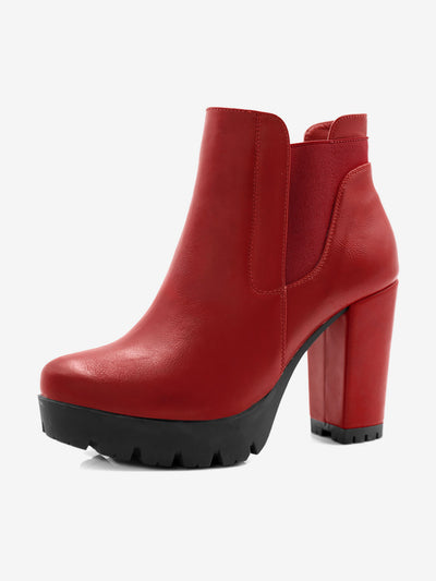 Chunky High Heel Platform Zipper Chelsea Boots