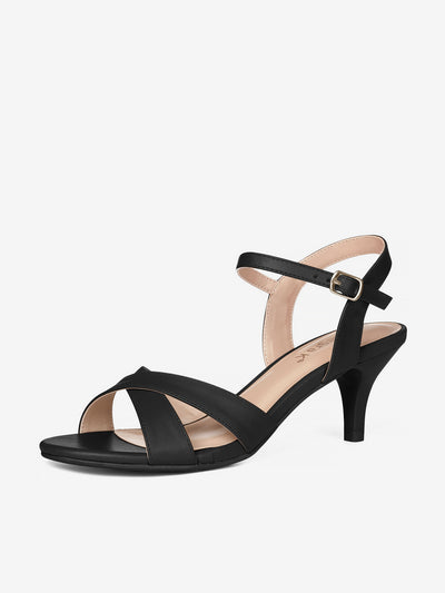 Cross Straps Open Toe Kitten Heel Sandals