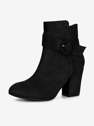 Round Toe Block Heel Boots Ankle Booties