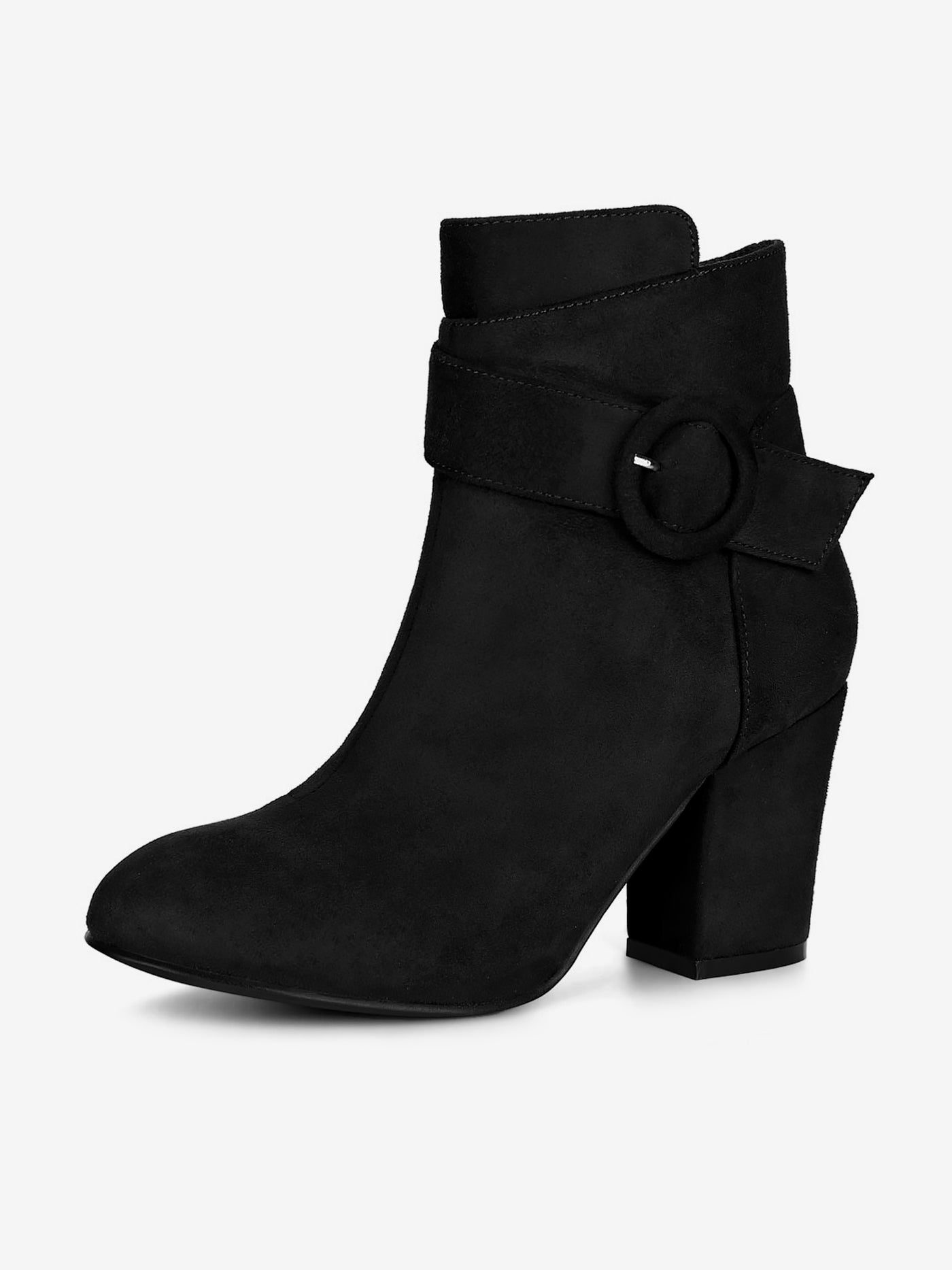 Allegra K Round Toe Block Heel Boots Ankle Booties