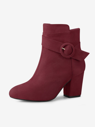 Round Toe Block Heel Boots Ankle Booties