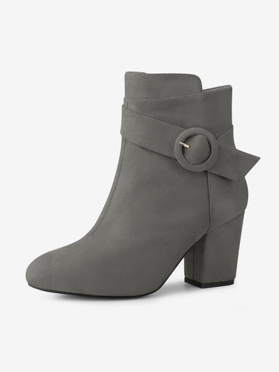 Round Toe Block Heel Boots Ankle Booties