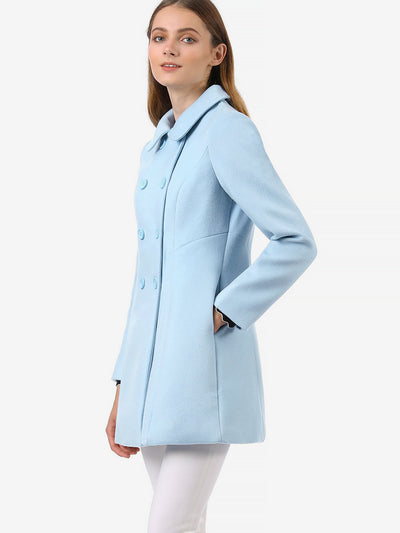 Peter Pan Collar Double Breasted Long Trench Pea Coat