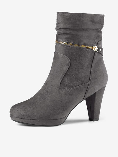 Ankle Zip Platform High Heel Mid Calf Boots