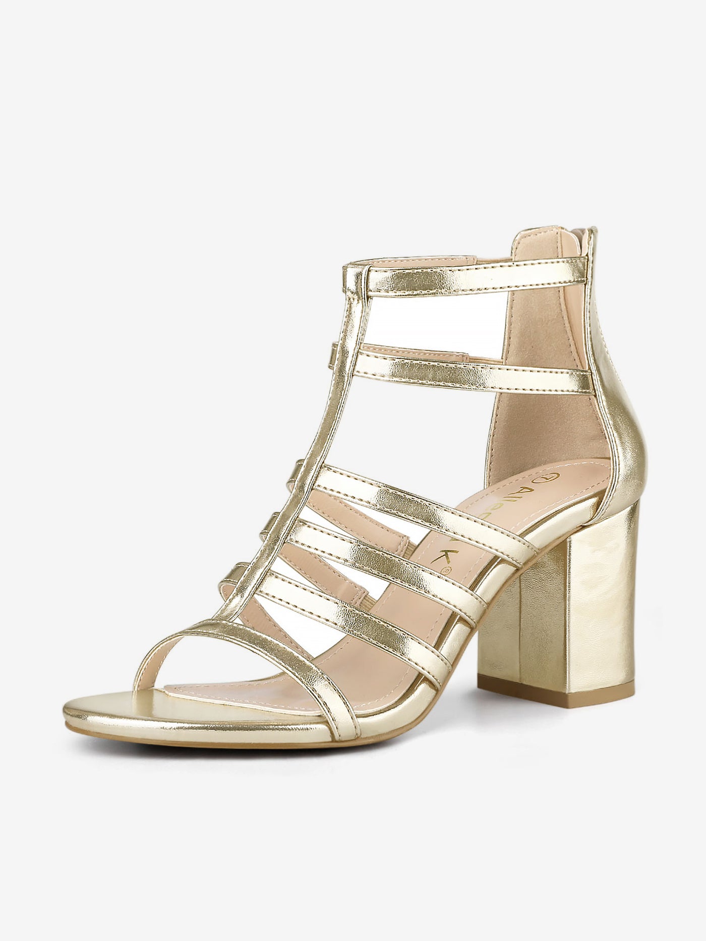 Allegra K Cage Strappy Gladiators Chunky Heel Sandals