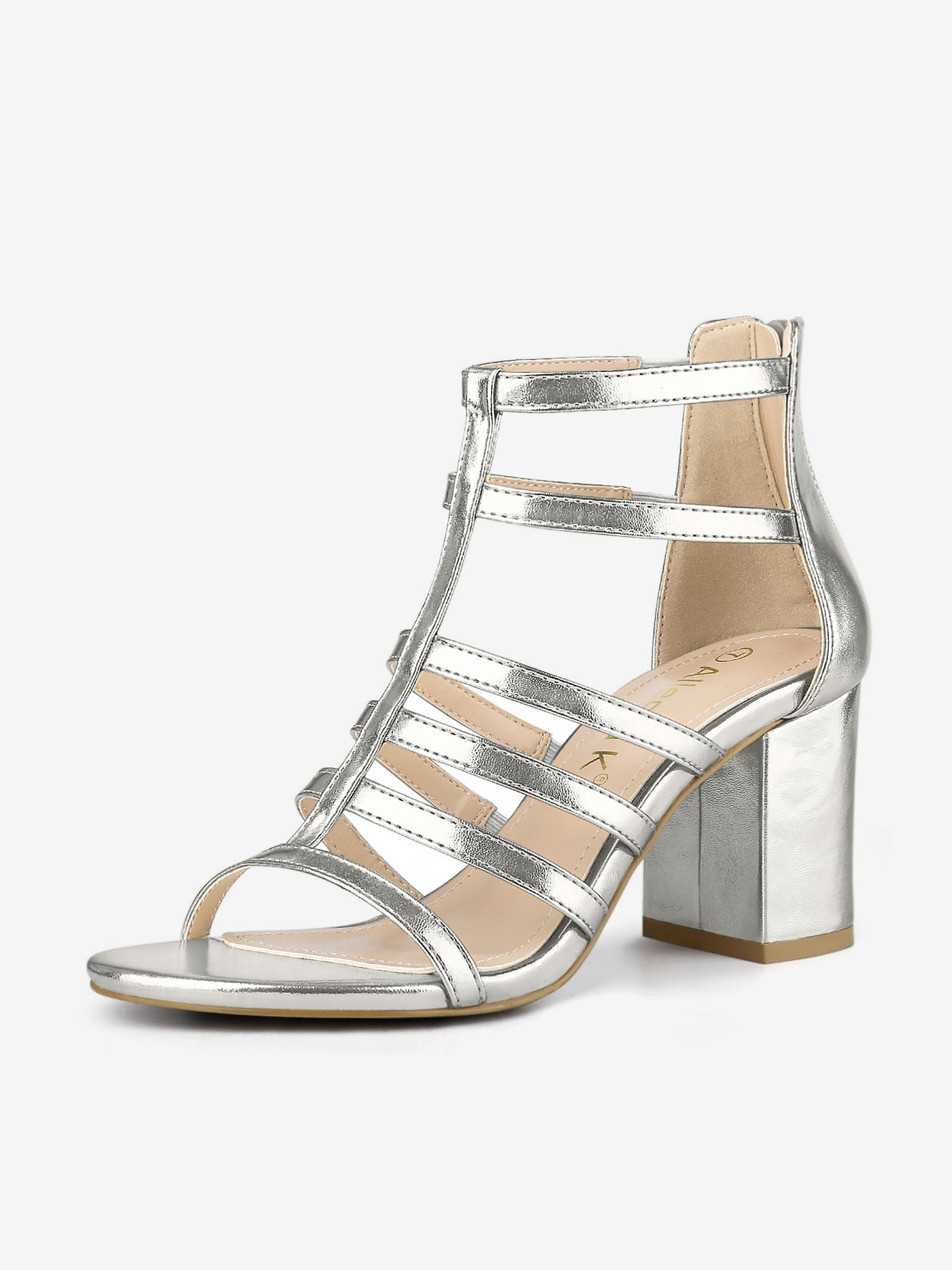 Allegra K Cage Strappy Gladiators Chunky Heel Sandals