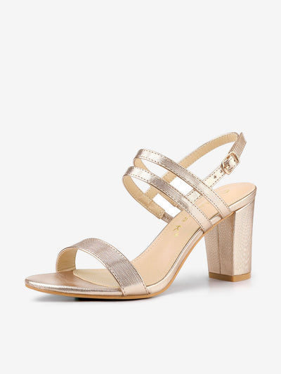 Open Toe Slingback Block Heel Ankle Strap Sandals