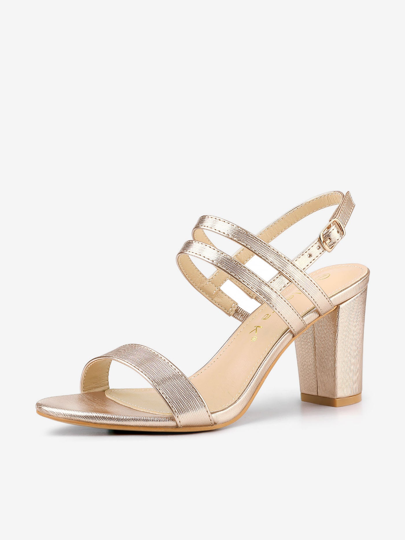 Allegra K Open Toe Slingback Block Heel Ankle Strap Sandals