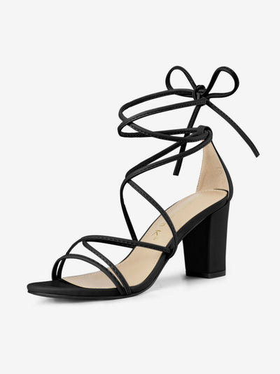 Lace Up Strappy Straps Chunky Heel Sandals