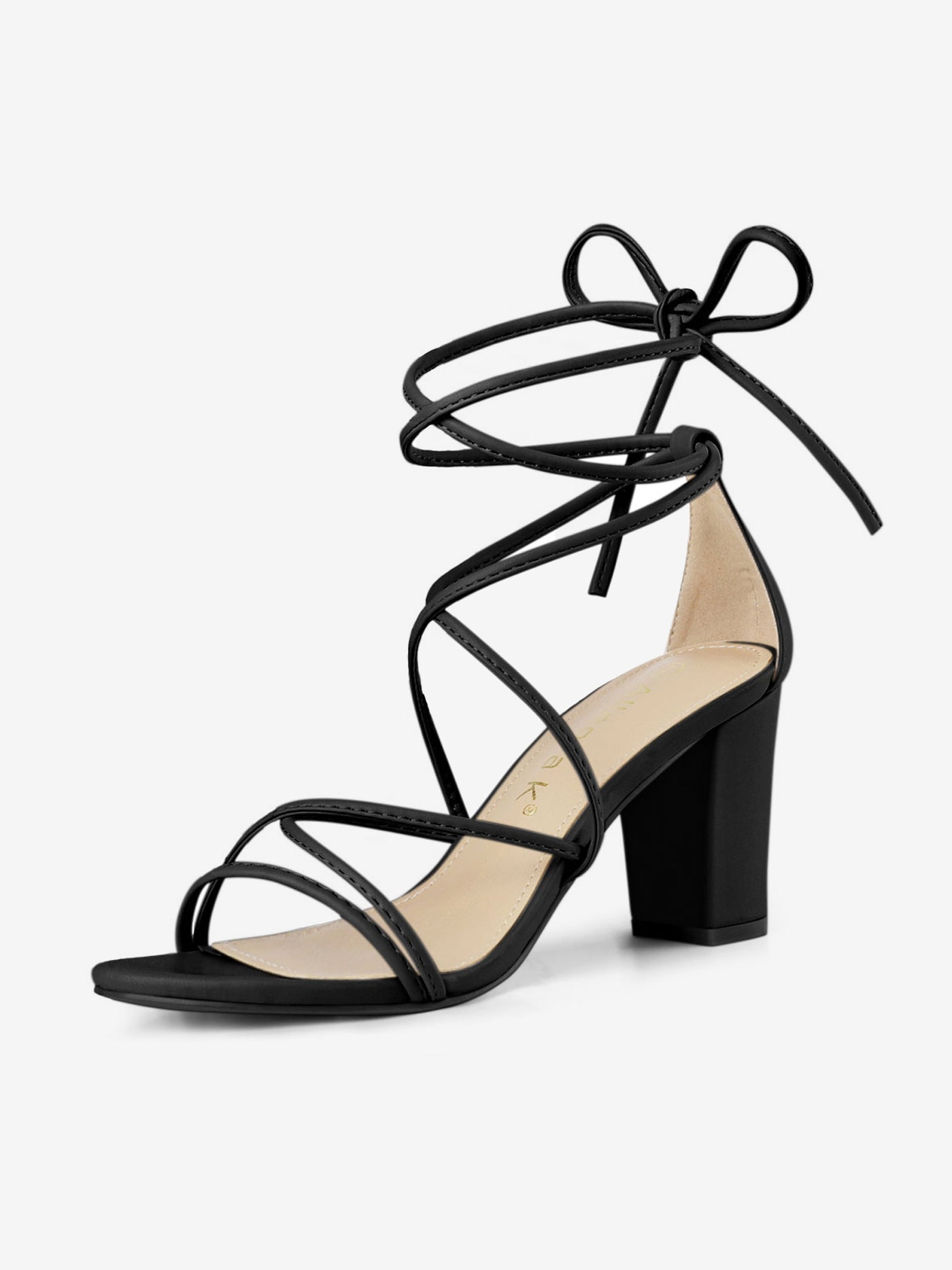 Allegra K Lace Up Strappy Straps Chunky Heel Sandals