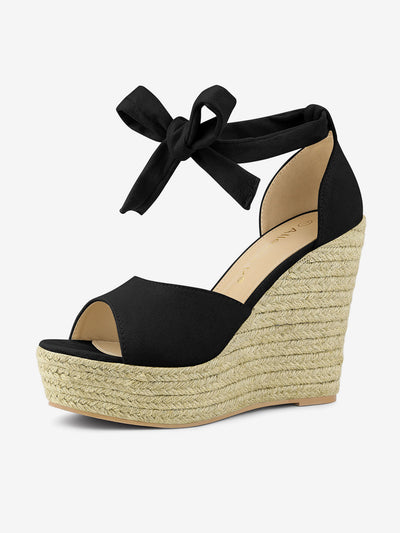 Espadrilles Tie Up Ankle Strap Platform Wedges Sandals