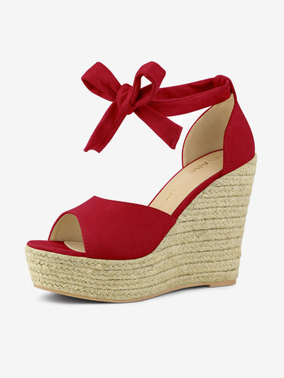 Espadrilles Tie Up Ankle Strap Platform Wedges Sandals