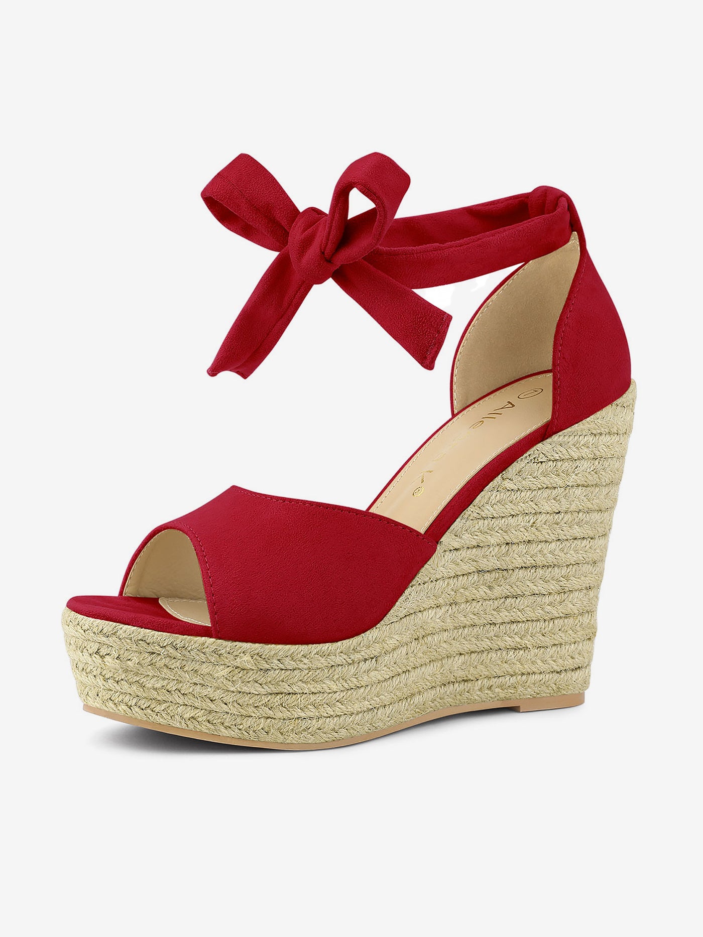 Allegra K Espadrilles Tie Up Ankle Strap Platform Wedges Sandals