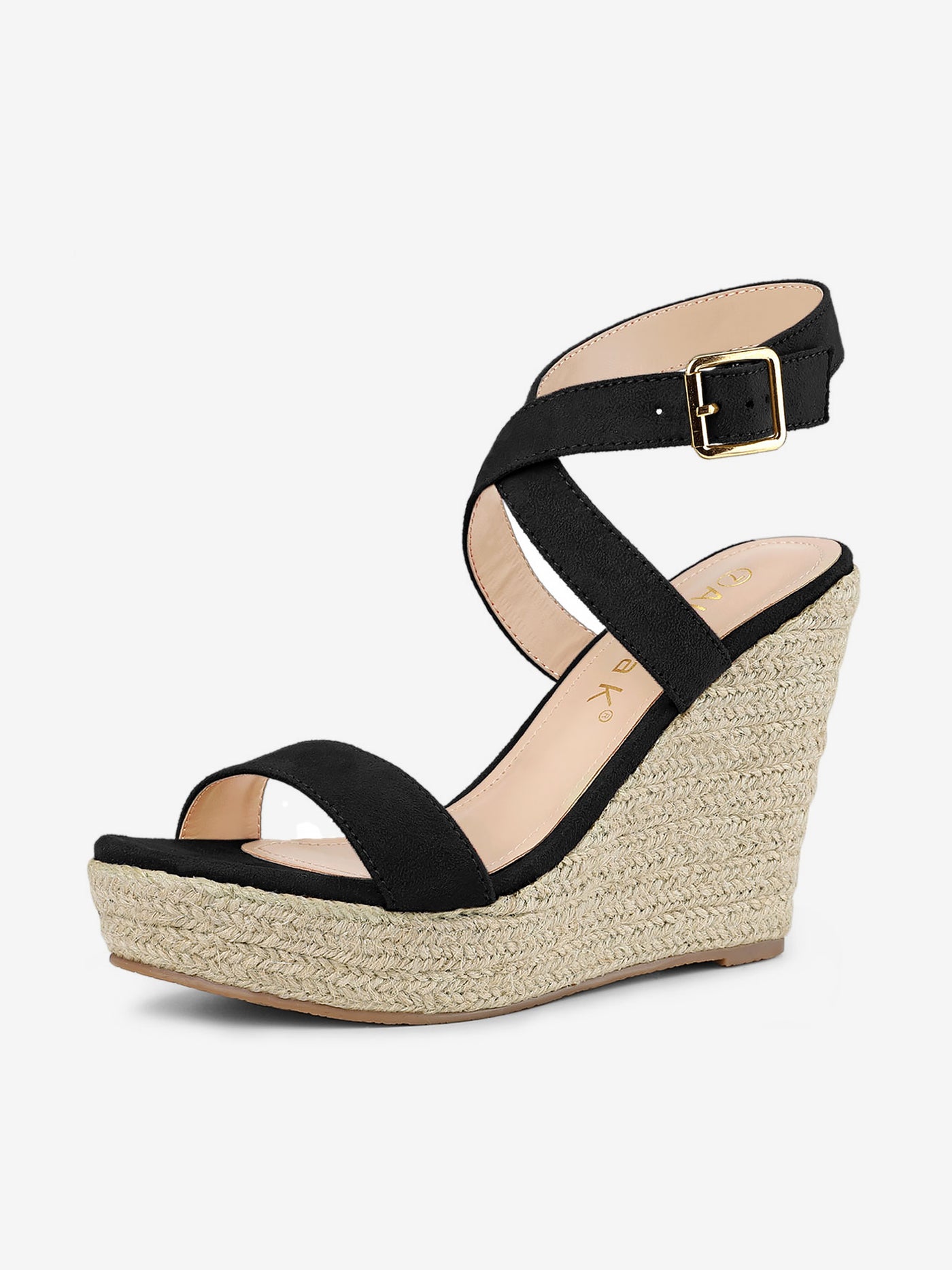 Allegra K Slingback Crisscross Espadrille Wedges Heel Sandals