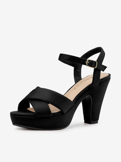 Platform Chunky Heel Ankle Strap Slingback Sandals