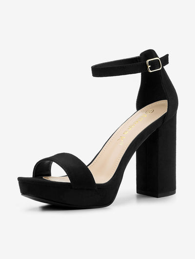 Faux Suede Ankle Strap Platform Chunky Heel Sandals