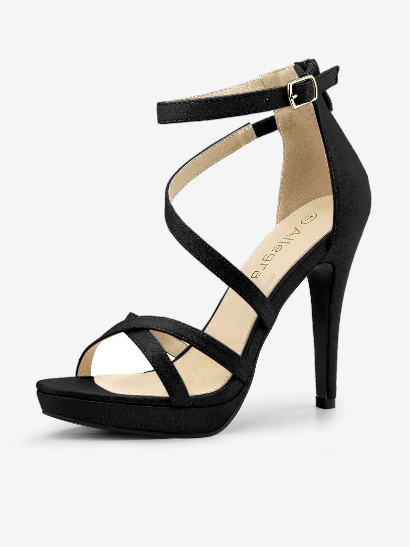 Allegra K Round Toe Strappy Platform Stiletto Heel Sandals