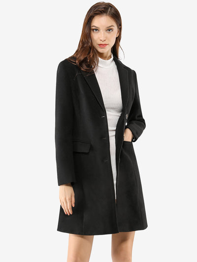 Notched Lapel Single Breasted Outwear Winter Pea Coat