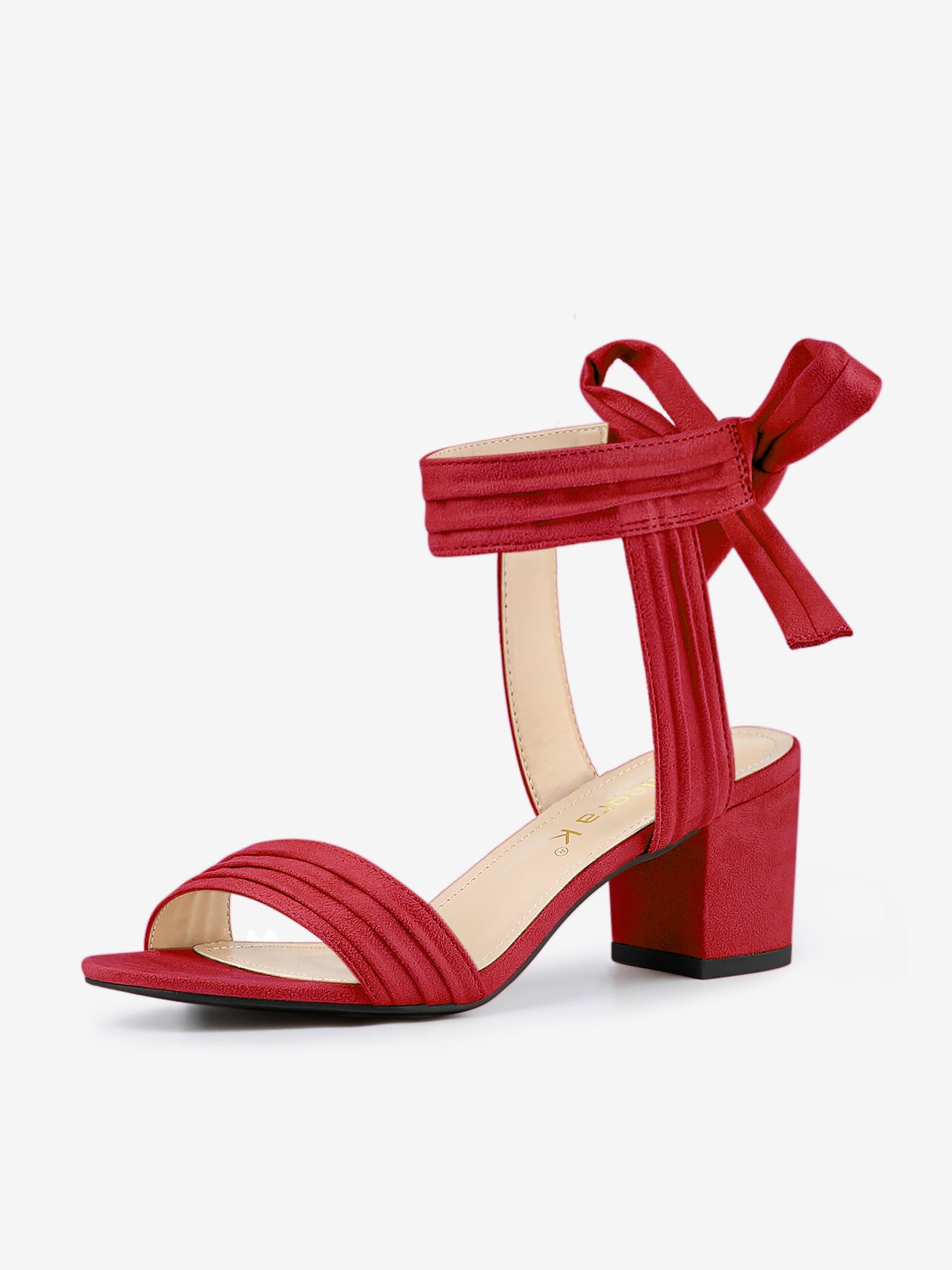 Allegra K Open Toe Ankle Tie Back Block Heel Sandals