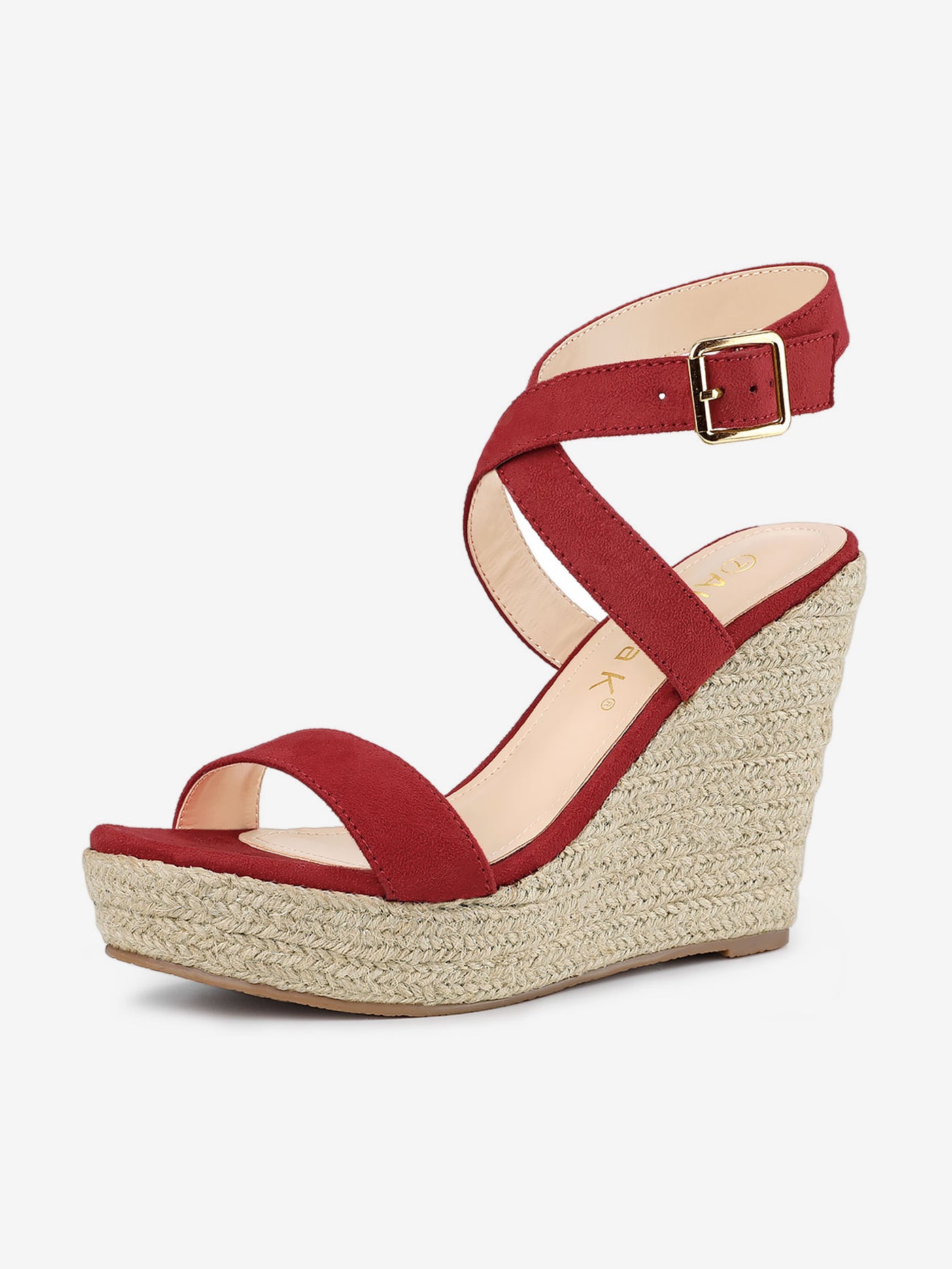 Allegra K Slingback Crisscross Espadrille Wedges Heel Sandals