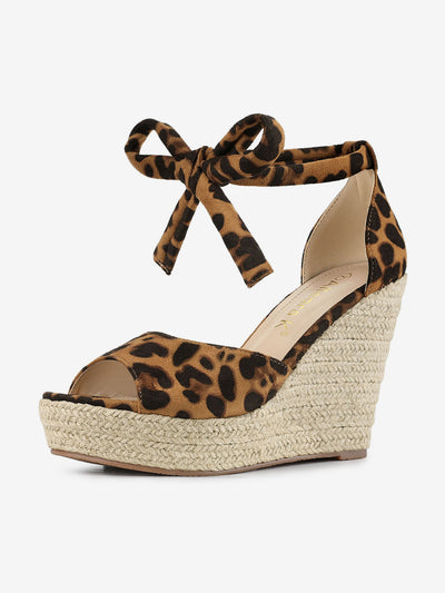 Espadrilles Tie Up Ankle Strap Platform Wedges Sandals