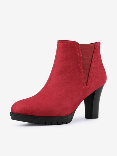 Round Toe Block Heel Chelsea Ankle Boots