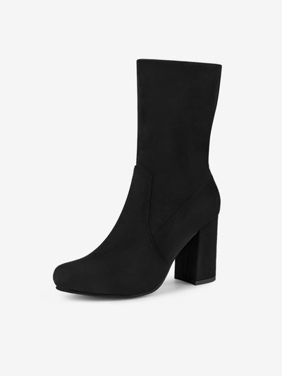 Rounded Toe Block Heel Foldable Ankle Boots