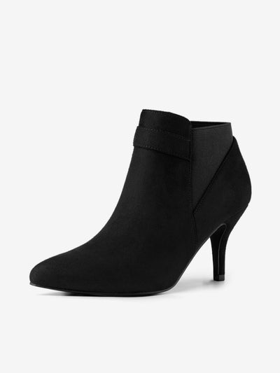 Faux Suede Pointed Toe Stiletto Heel Chelsea Ankle Booties