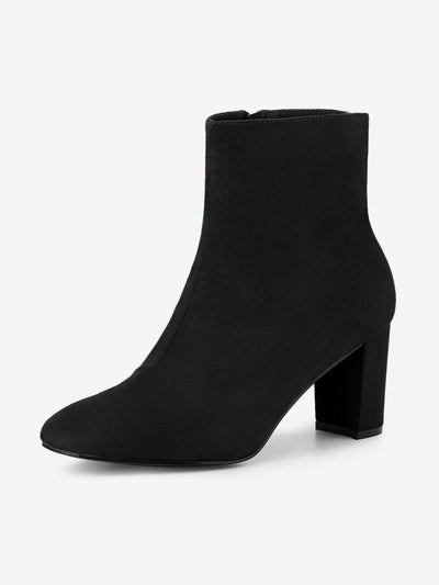 Dress Side Zip Chunky Heel Ankle Boots