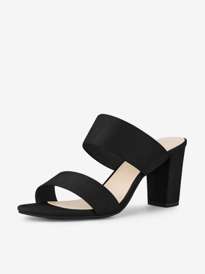 Opened Toe Block Heel Slide Sandals