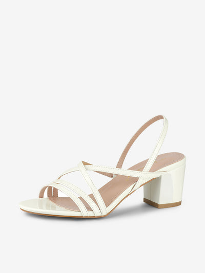 Strappy Slingback Chunky Heel Slide Sandals