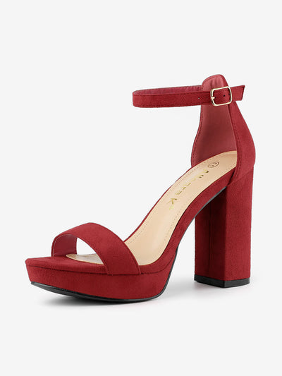 Faux Suede Ankle Strap Platform Chunky Heel Sandals