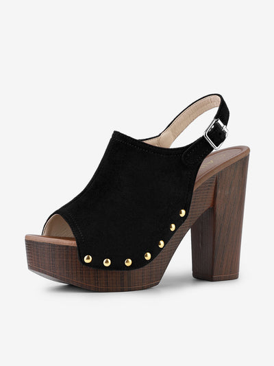 Open Toe Slingback Platform Chunky Heel Sandals