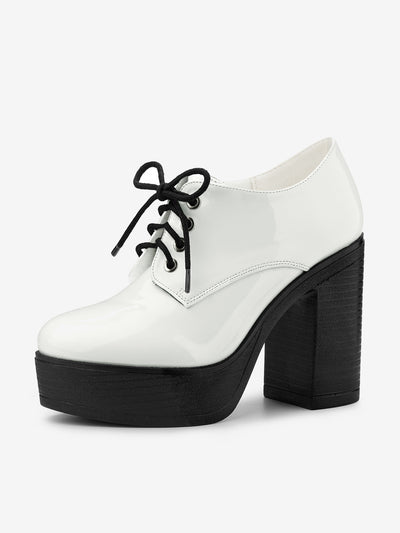 Faux Leather Platform High Chunky Heel Ankle Boots