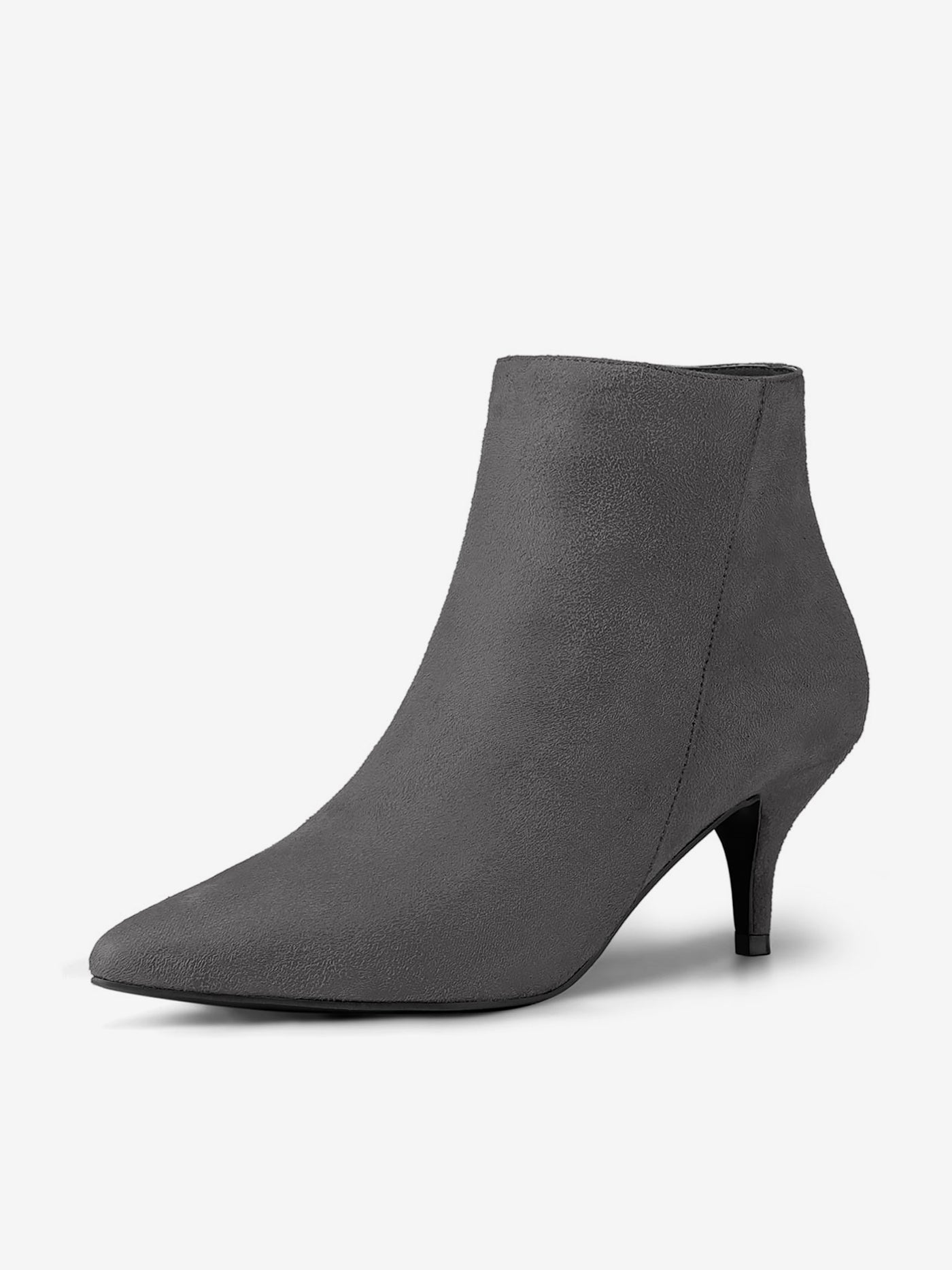 Allegra K Pointed Toe Zip Stiletto Kitten Heel Ankle Booties