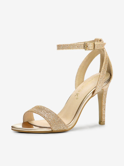 Glitter Ankle Strap Stiletto High Heel Sandals