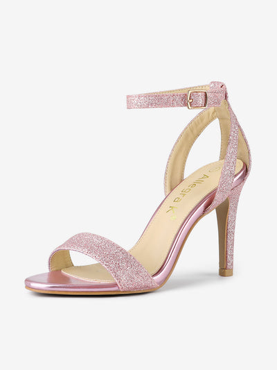 Glitter Ankle Strap Stiletto High Heel Sandals