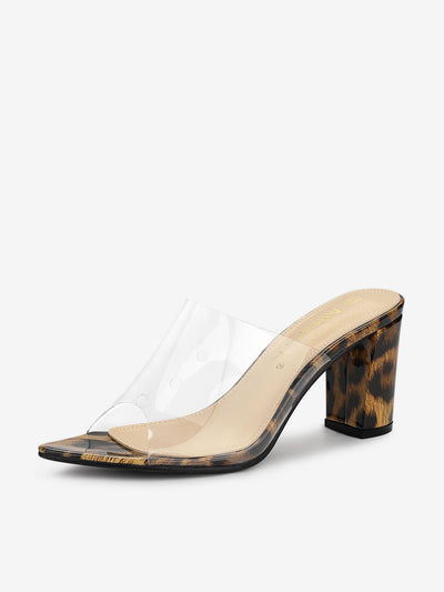 Clear Chunky Heel Slides Sandals Mules