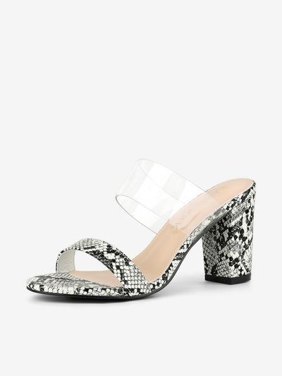 Snake Print Block Heel Snakeskin Heel Slide Sandals