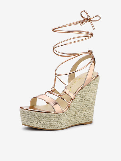 Espadrilles Platform Wedges Heel Lace Up Sandals