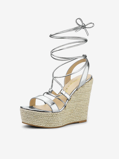 Espadrilles Platform Wedges Heel Lace Up Sandals