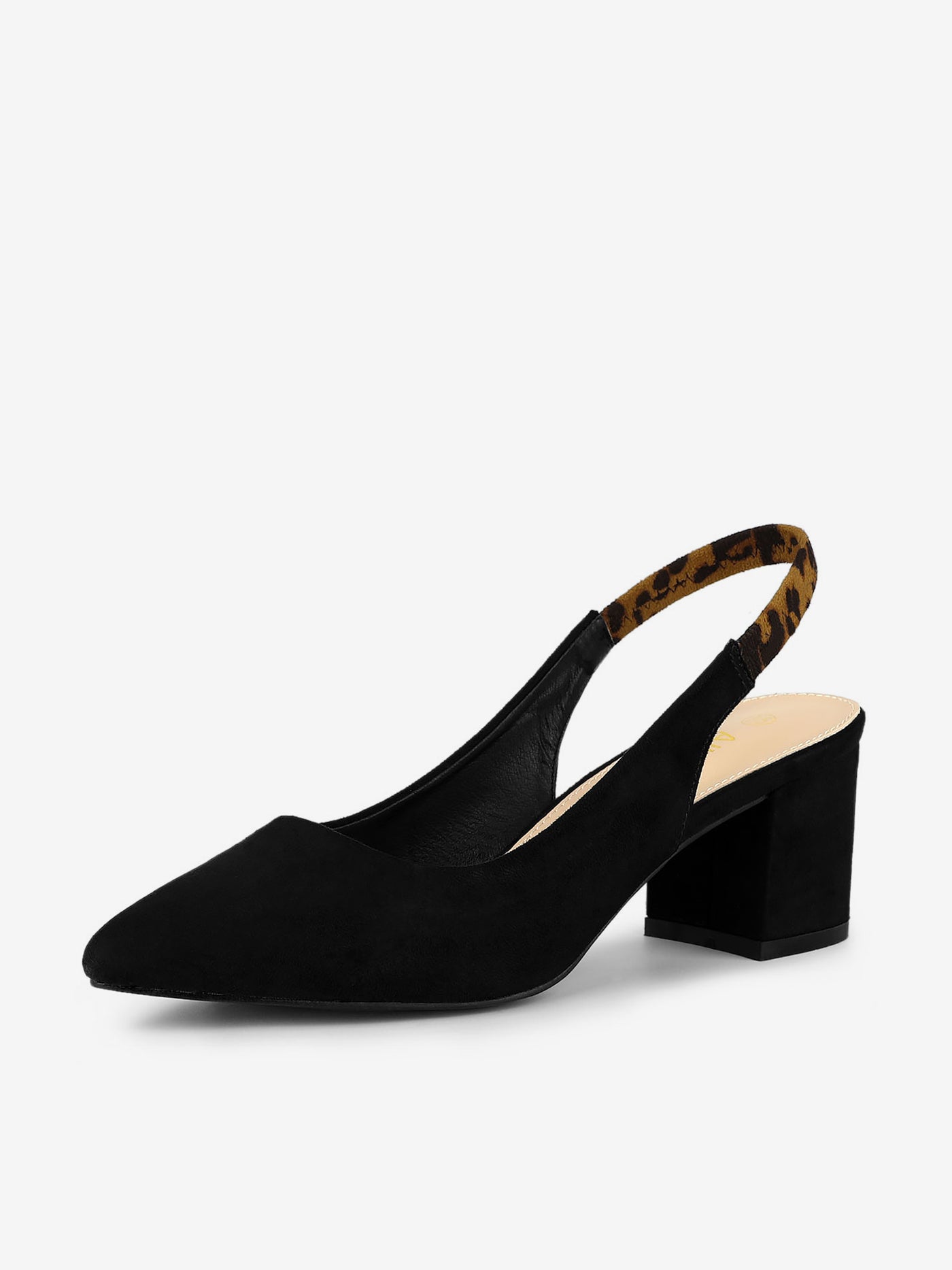 Allegra K Faux Suede Pointed Toe Block Heel Slingback Pumps