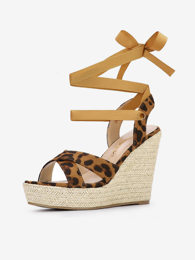 Espadrille Platform Lace Up Wedges Sandals