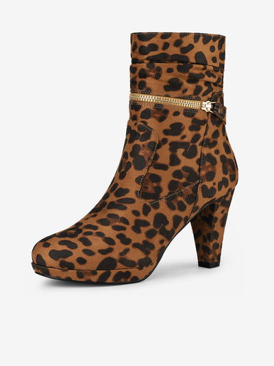 Ankle Zip Platform High Heel Mid Calf Boots