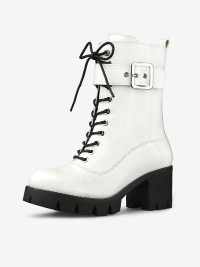 Zip Platform Chunky Heel Combat Boots