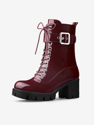 Zip Platform Chunky Heel Combat Boots