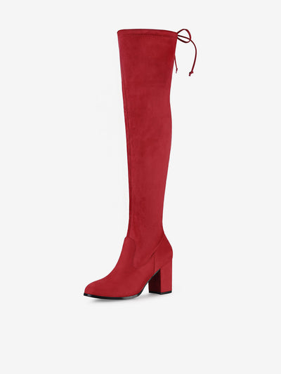 Round Toe Chunky Heel Over the Knee High Boots