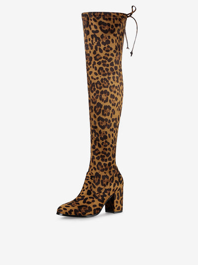 Round Toe Chunky Heel Over the Knee High Boots